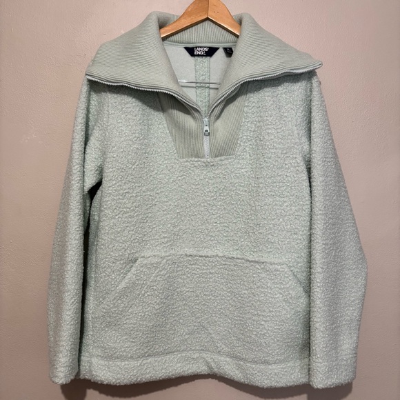 Lands End Pullover Mock Neck 1/4 Zip Fleece Sweatshirt Size Medium - Picture 7 of 12